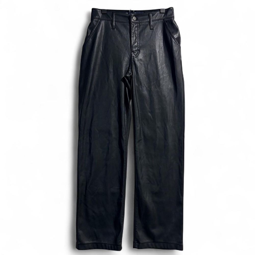 Hollister Black Faux Leather Pants High Waisted Y2K Straight Leg 3R W26